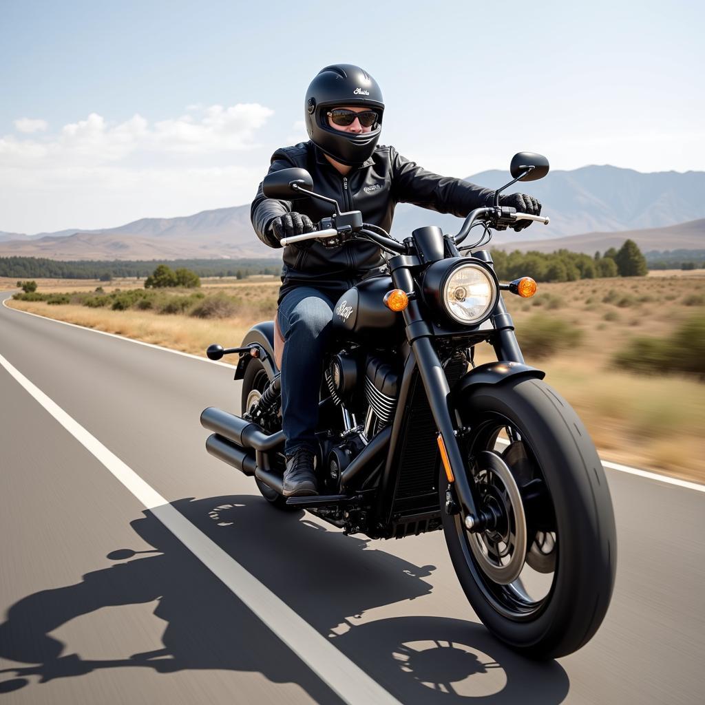 Riding the Indian Chief Bobber Dark Horse