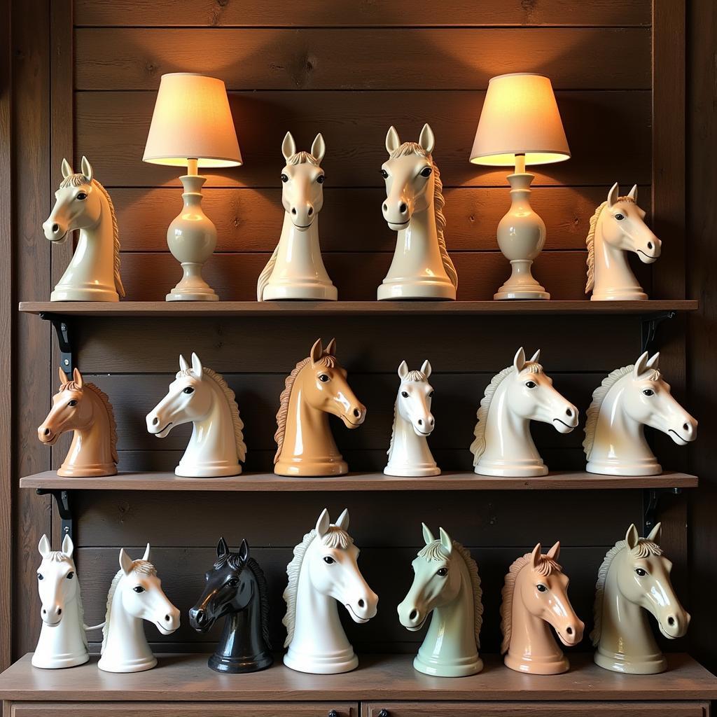 Collection of Horse Head Ceramics