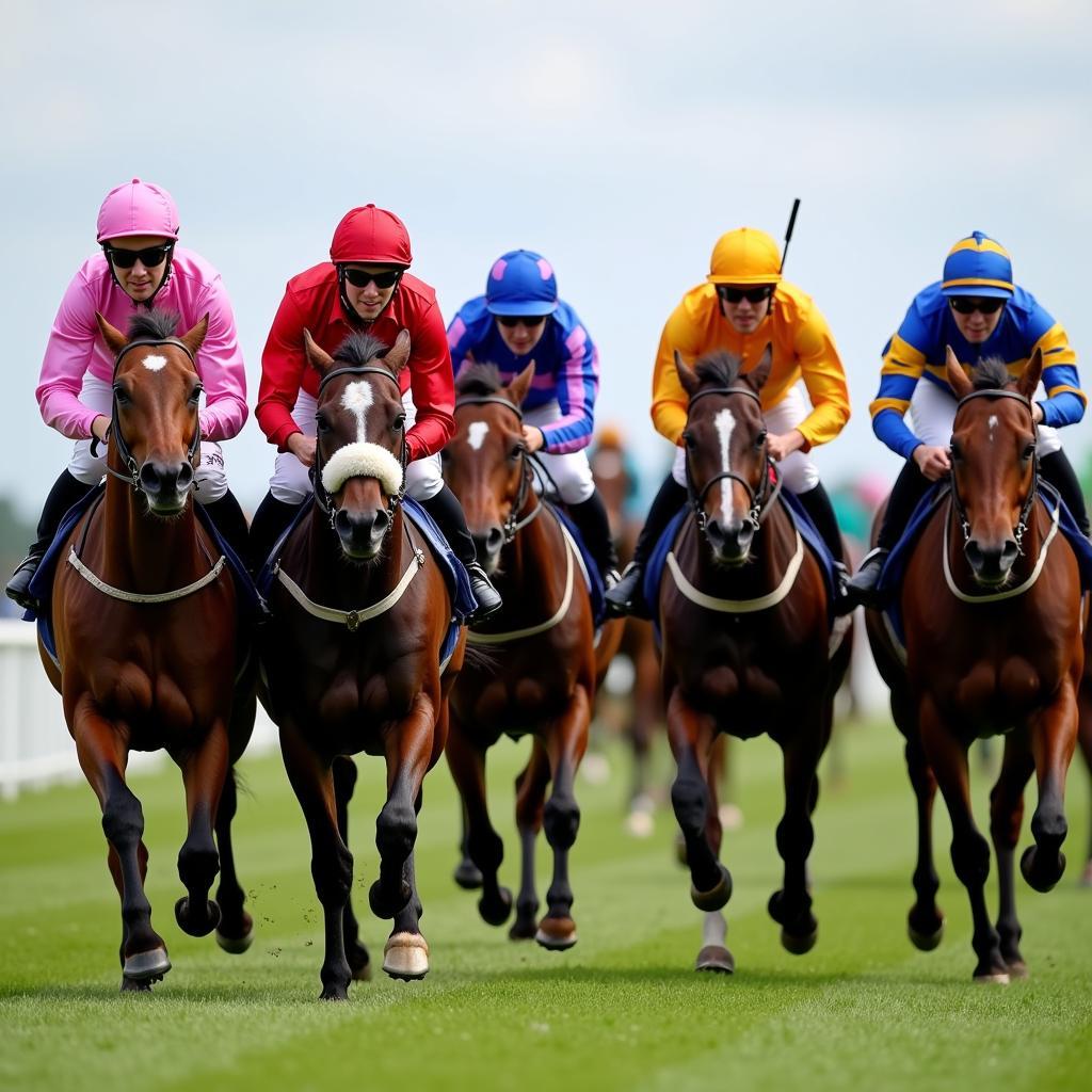 Colorful Silk Jockey Uniforms in Action