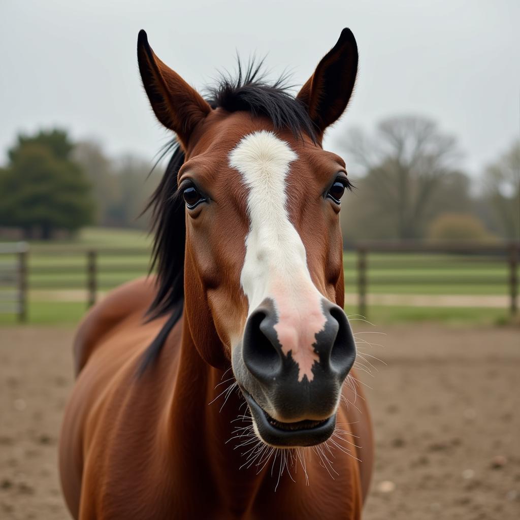 Confused Horse Showing Head Shaking Behavior