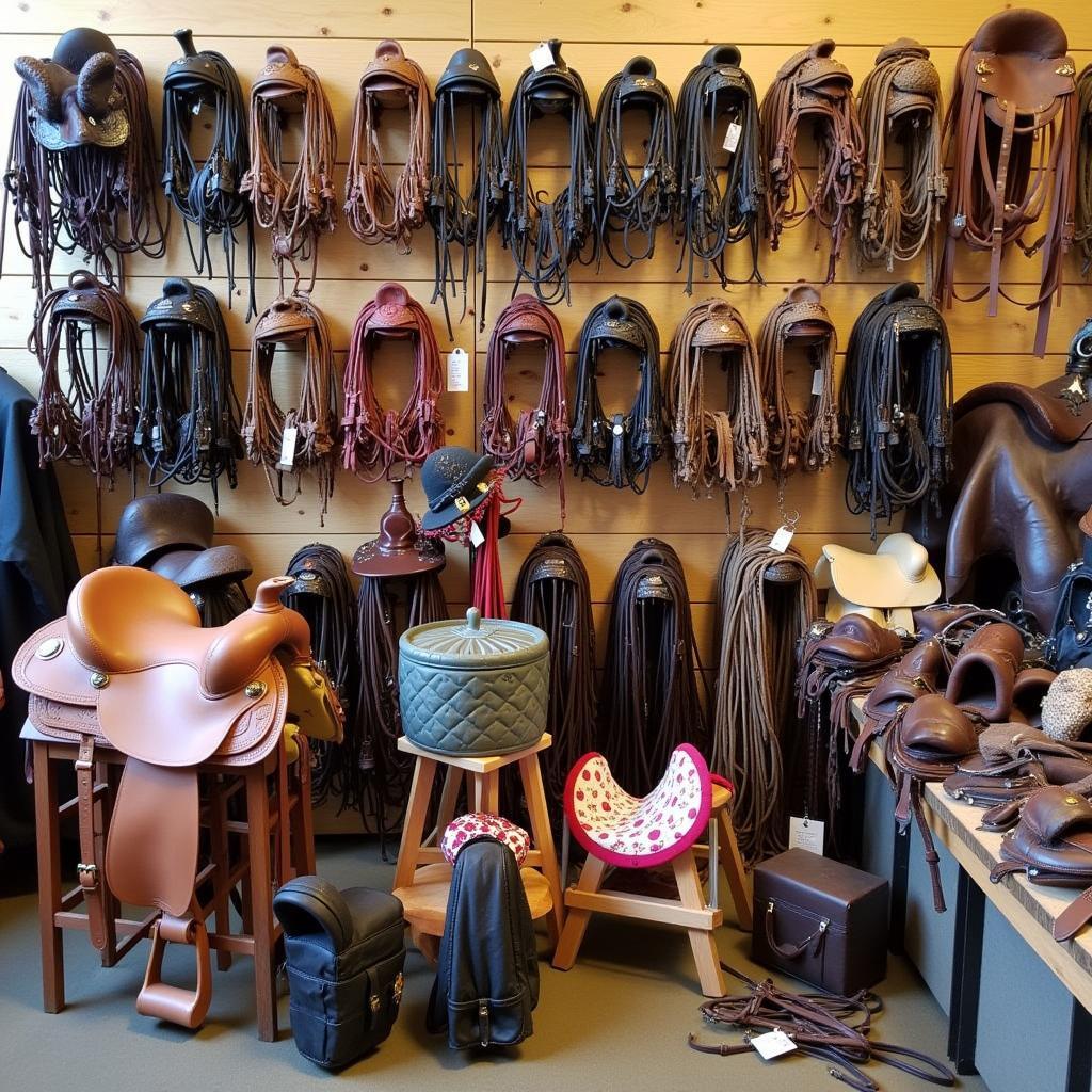 Horse Tack Display in a Consignment Shop