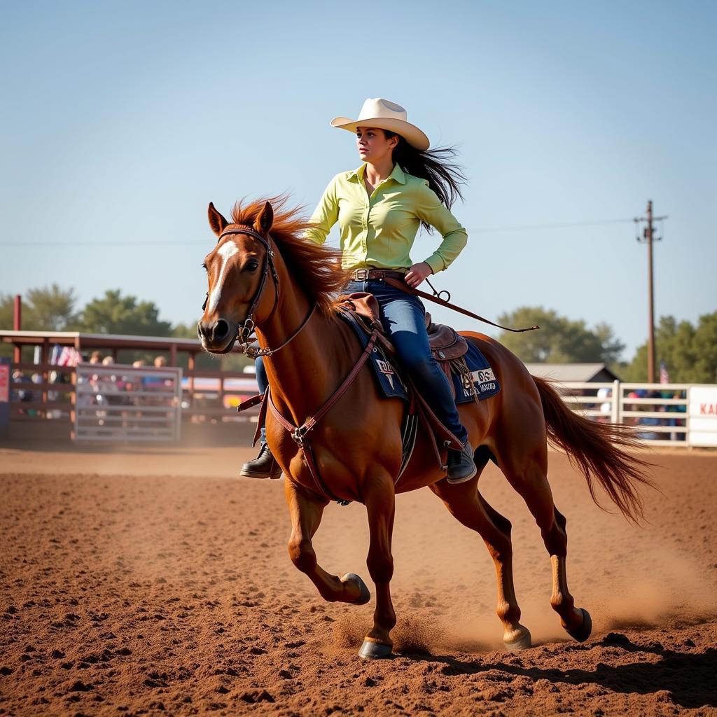 Cutting horse competition in progress in Texas