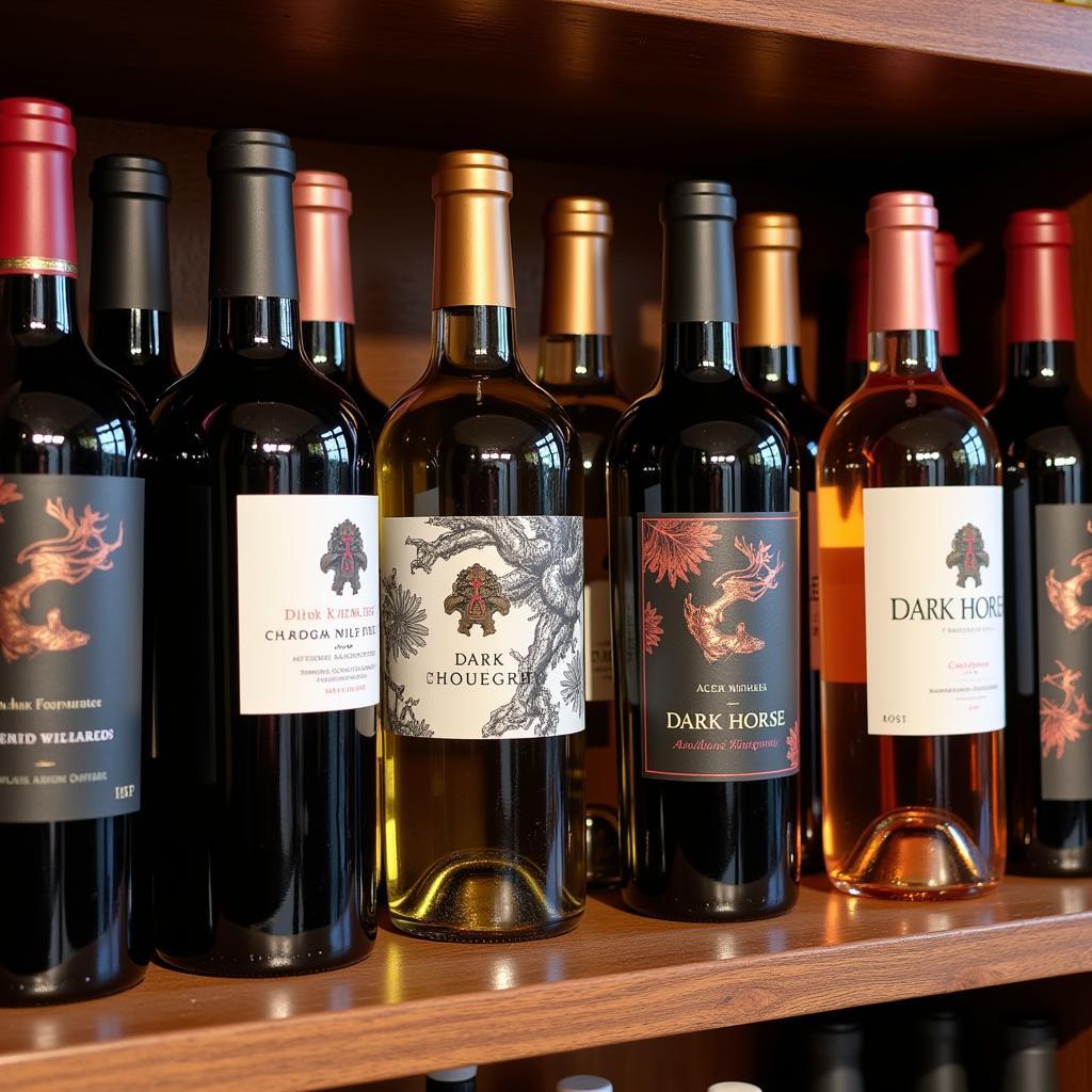 Dark Horse Wine Bottles Displaying the Variety of Wines Available