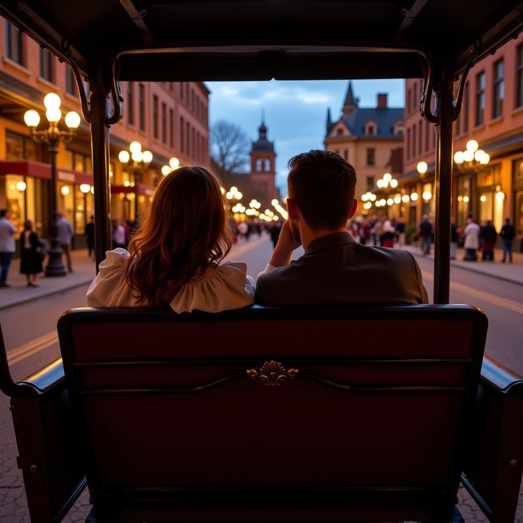 Romantic horse carriage ride in Larimer Square, Denver