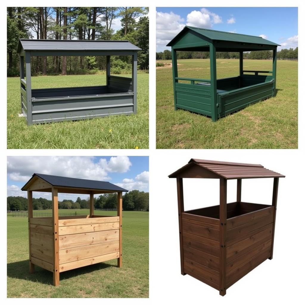 Various Covered Hay Feeder Types for Horses