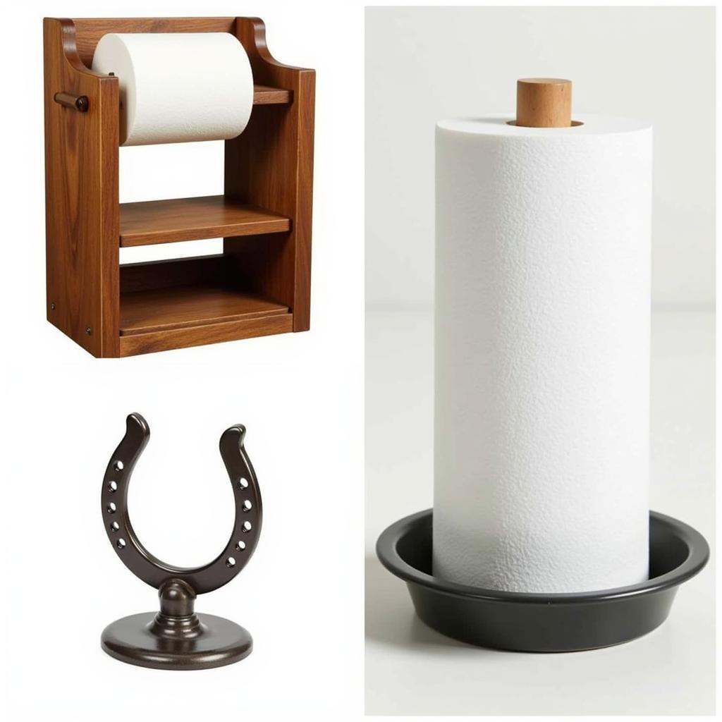 Different types of horse paper towel holders showcasing variety in material and design.