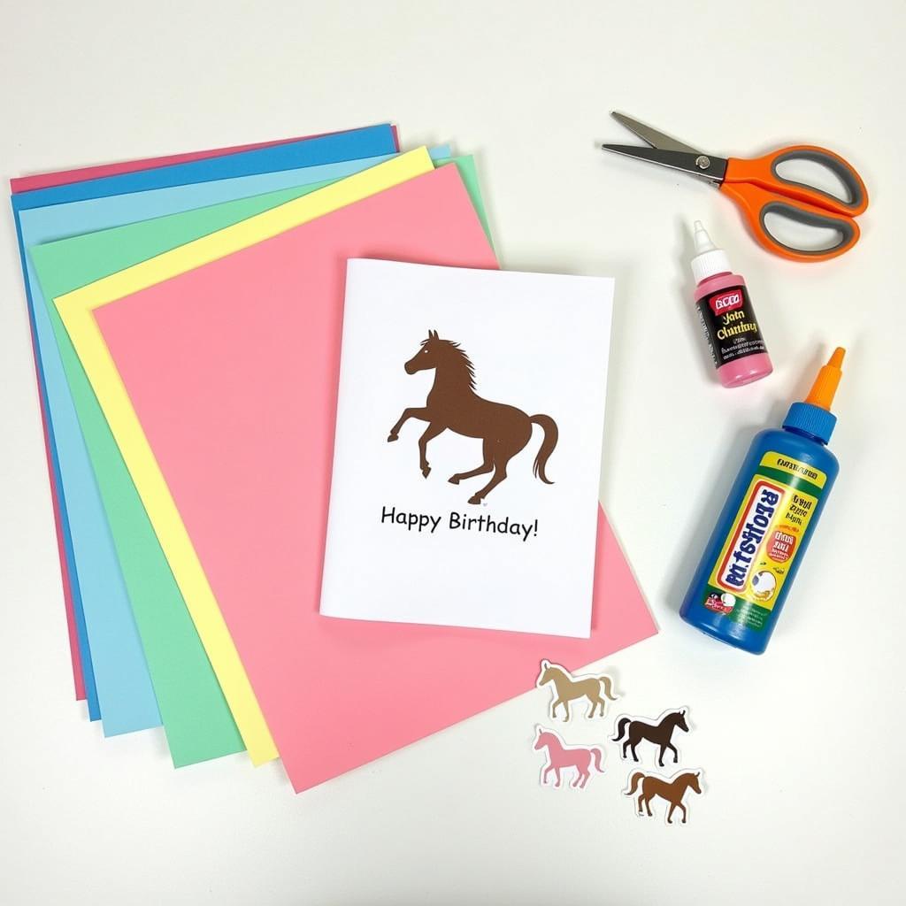 Supplies for Making a Horse Birthday Card