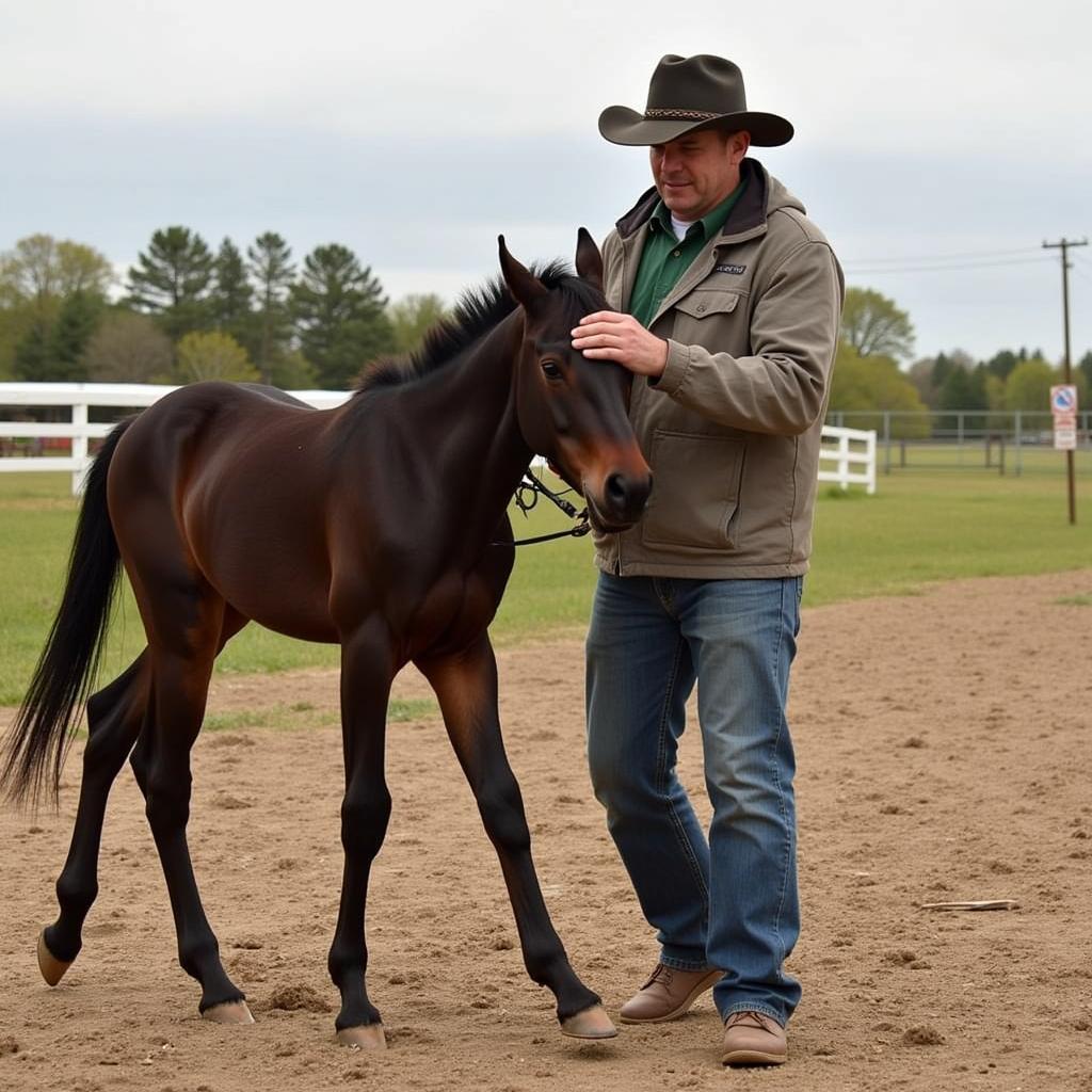 Doug Williamson training a young horse