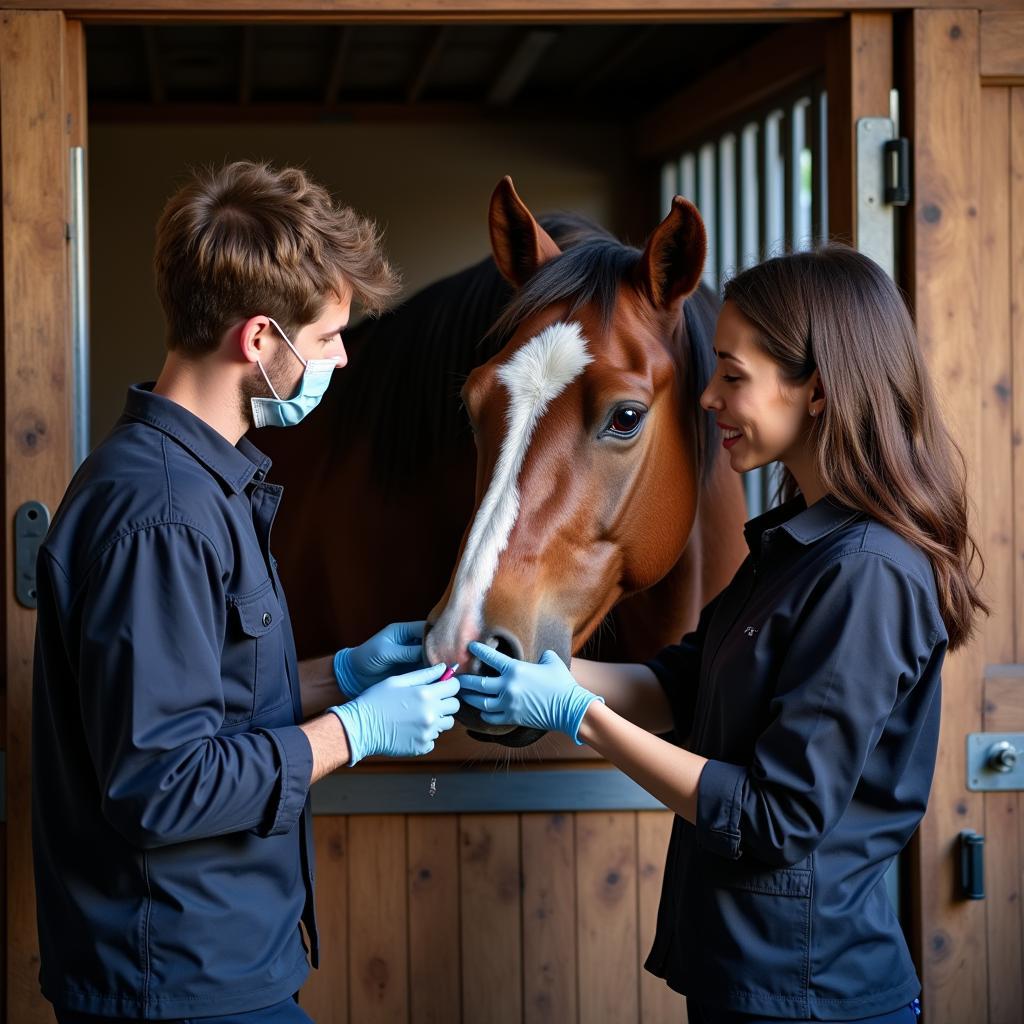 Emergency Horse Vet Administering Treatment