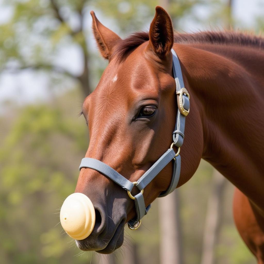 Horse with Pacifier Attached to Halter