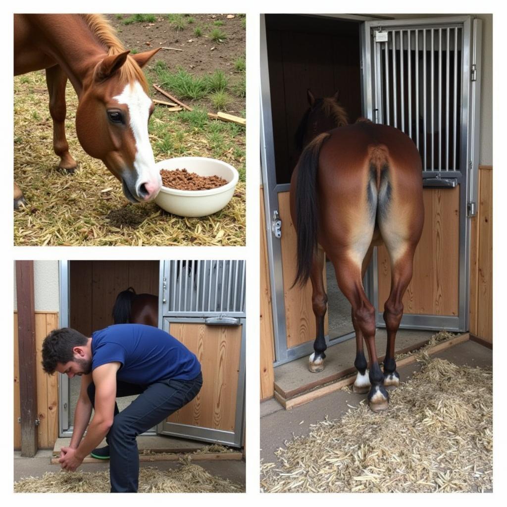 Various factors influencing hoof health in horses, including nutrition, farrier care, and stable environment