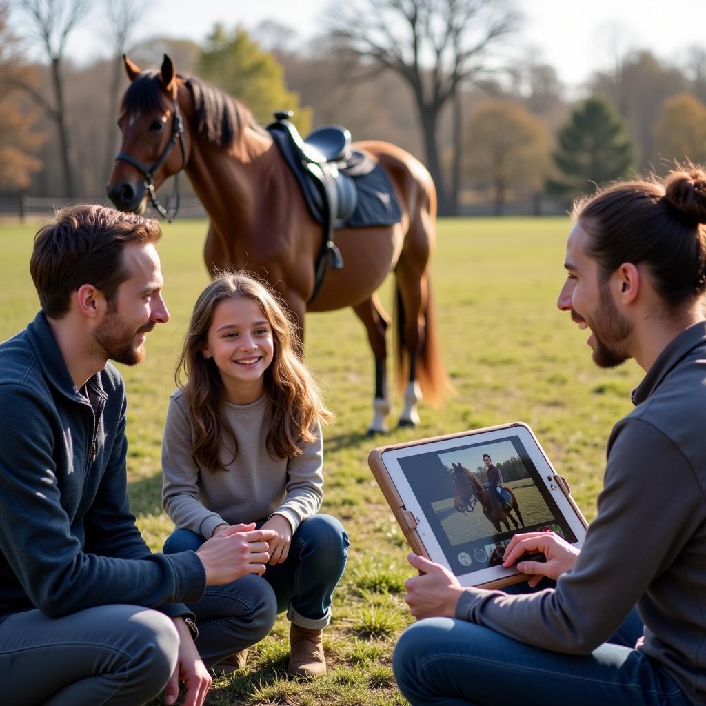 Family planning a horse photoshoot with a professional photographer