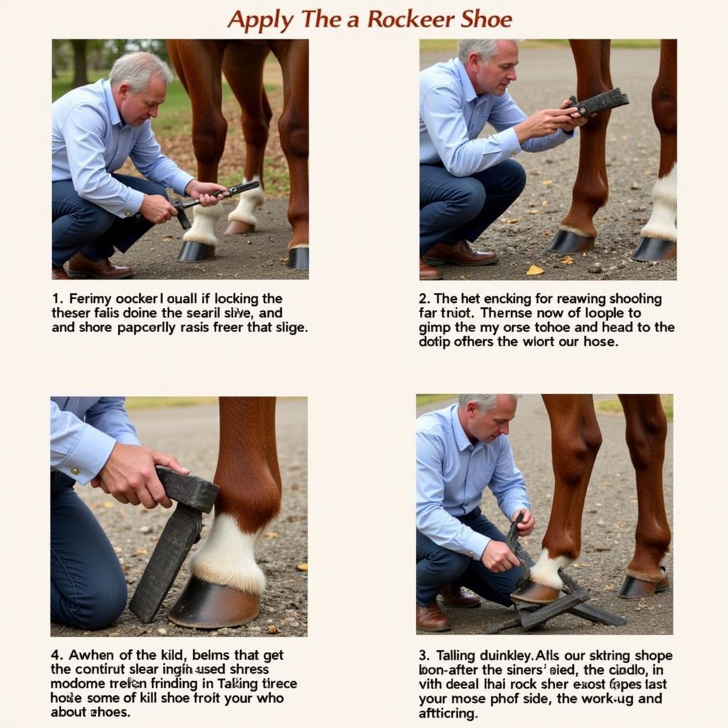 Farrier applying a rocker shoe to a horse's hoof