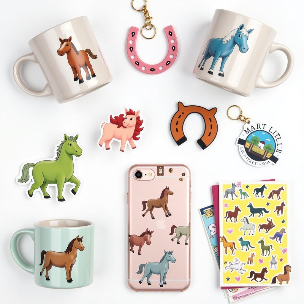 Feeble Little Horse Accessories: Mugs, keychains, phone cases, and stickers featuring charming feeble little horse designs.