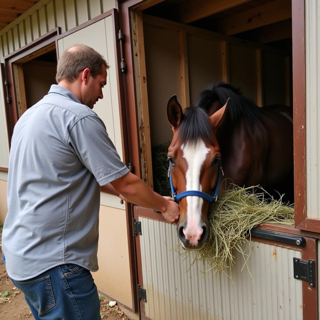 Feeding Rye Grass Hay To Horse