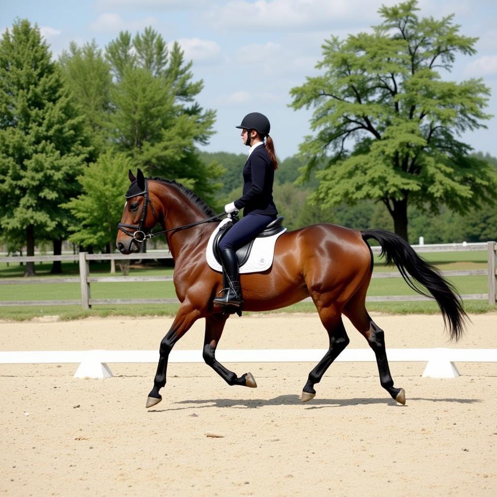 Dressage Horse Preparing for Flying Change