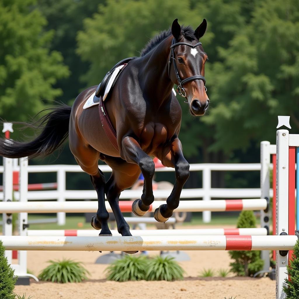 Holsteiner horse showcasing jumping ability.