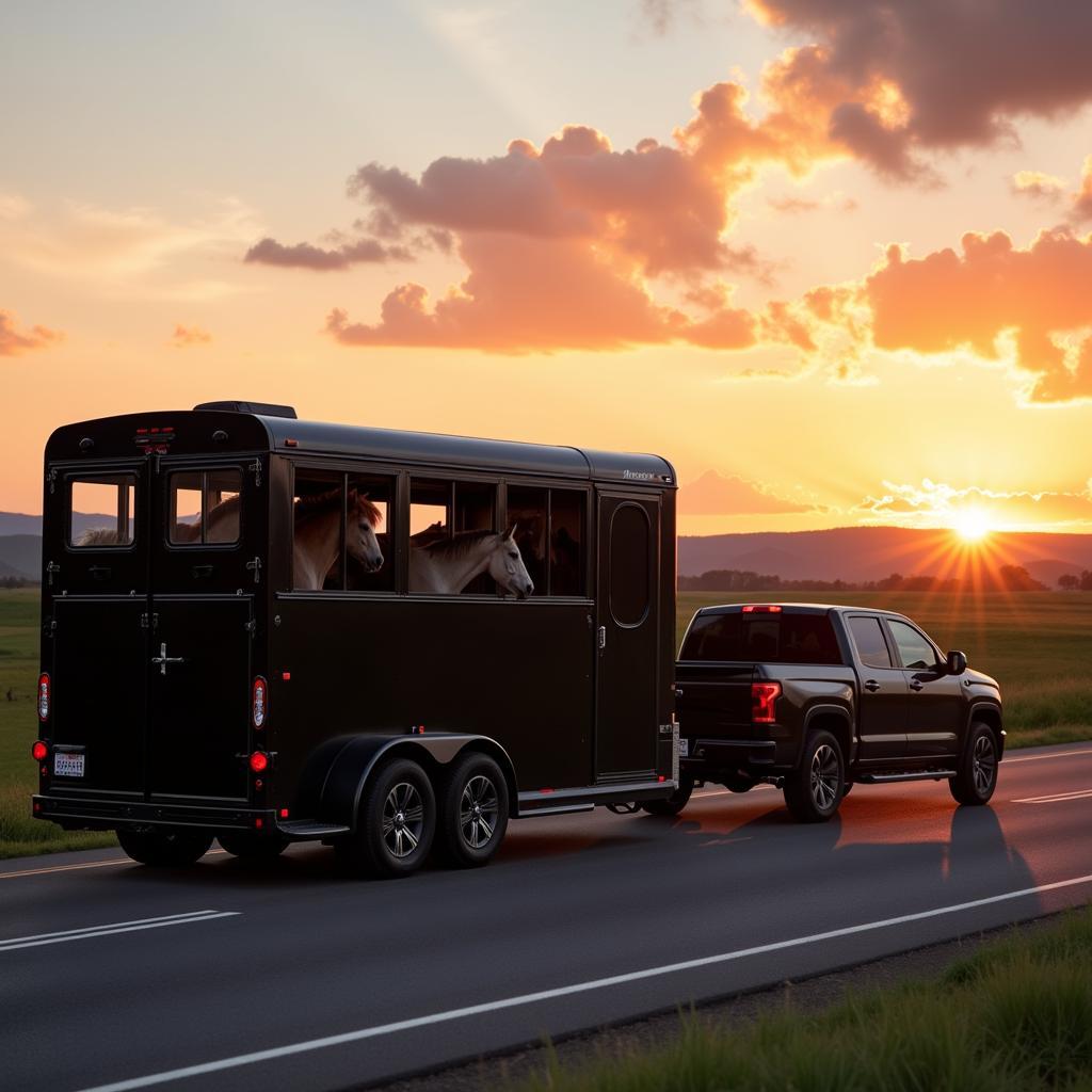 Gooseneck Black Horse Trailer in Action