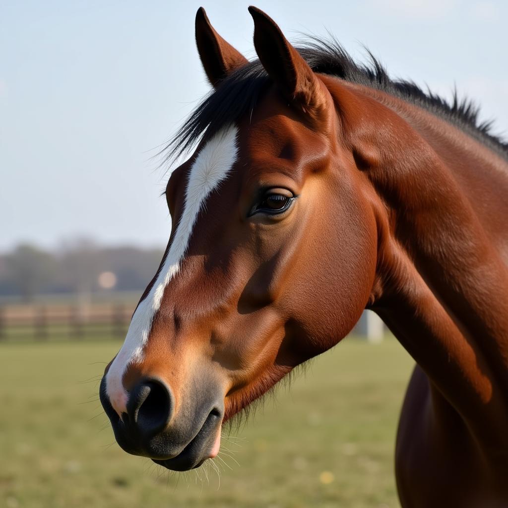 Swollen Parotid Gland in a Horse with Grass Mumps