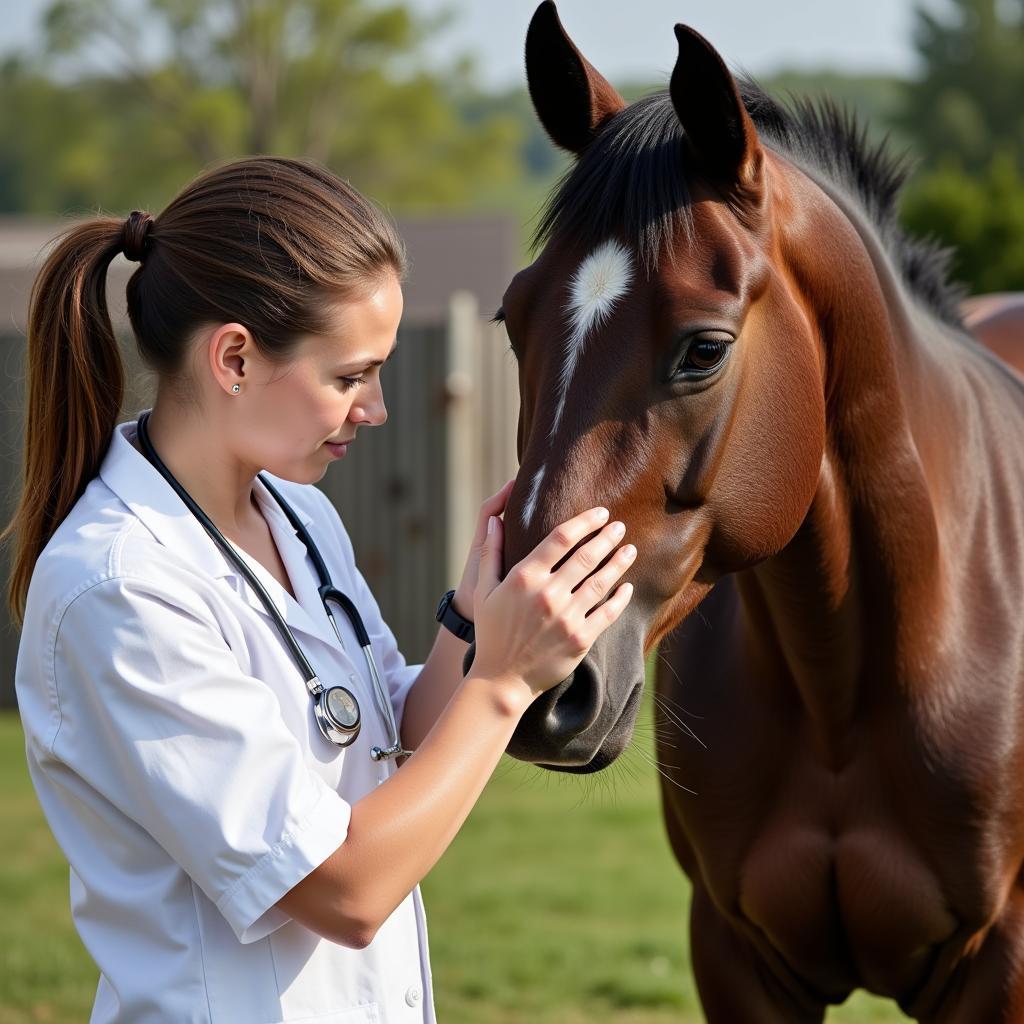 Veterinarian checking a horse's pulse