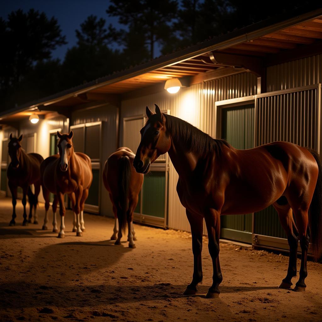 Happy Horses in LED Lit Stable