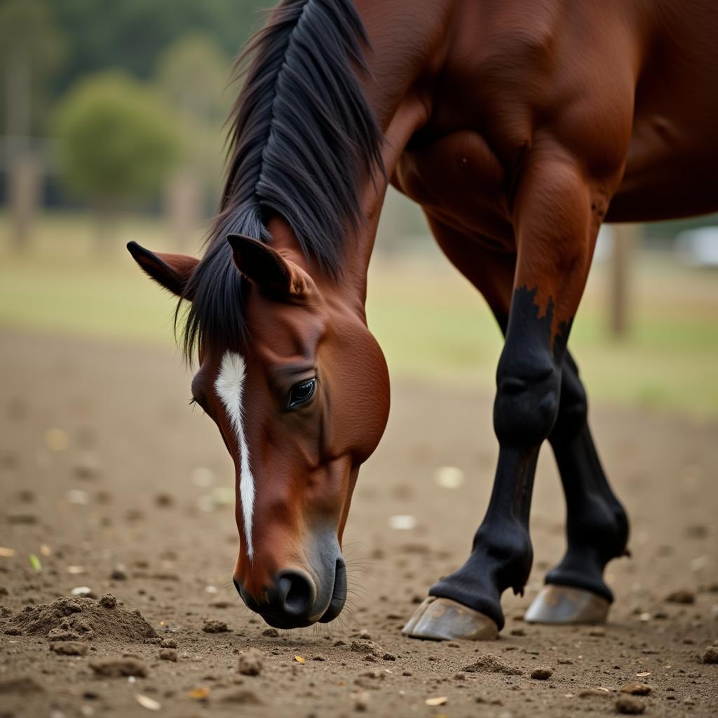 Horse Showing Colic Symptoms - A Potential Sign of Hindgut Ulcers