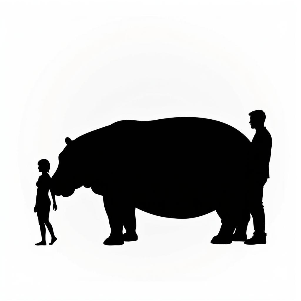 Hippopotamus size compared to a human