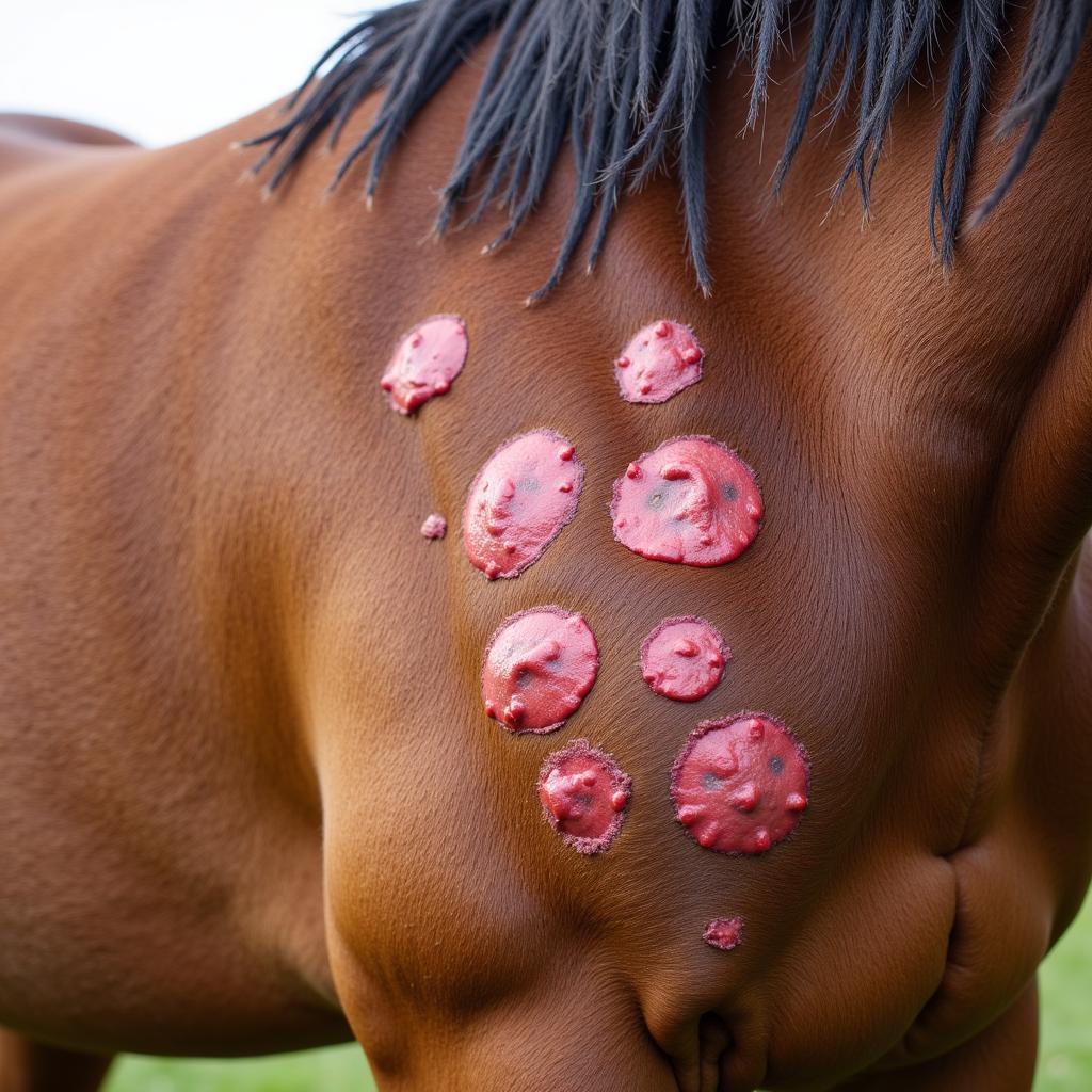 Horse Showing Allergic Reaction to Insect Bites