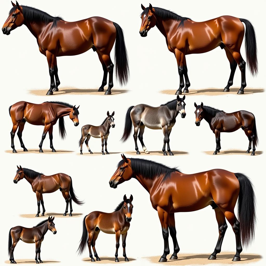 Different Horse and Mule Breeds at the Sale