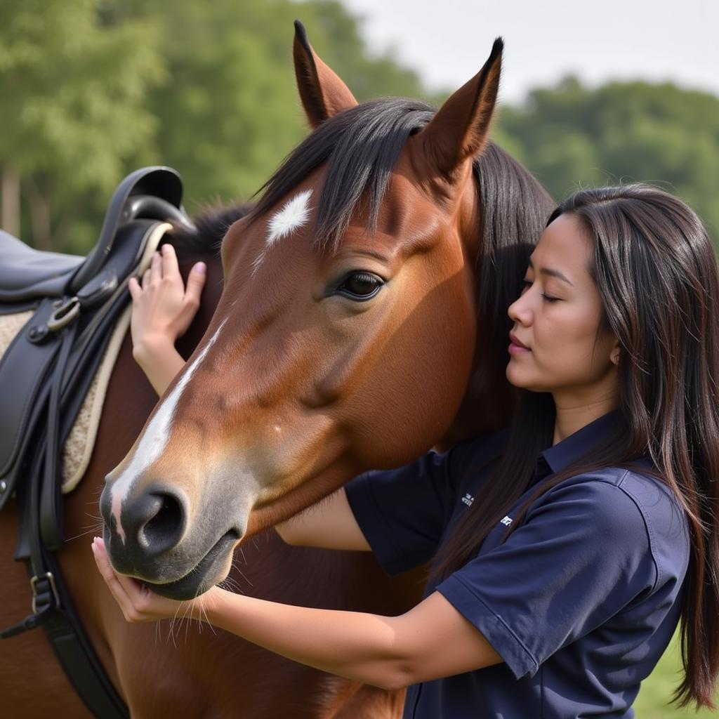 Horse and trainer bonding session