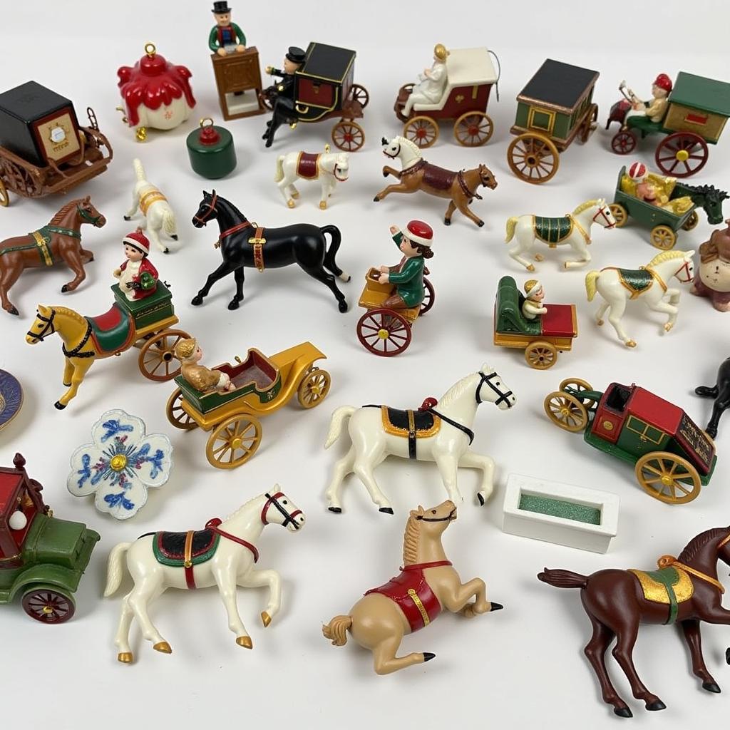 Various Horse and Carriage Ornaments in Different Styles