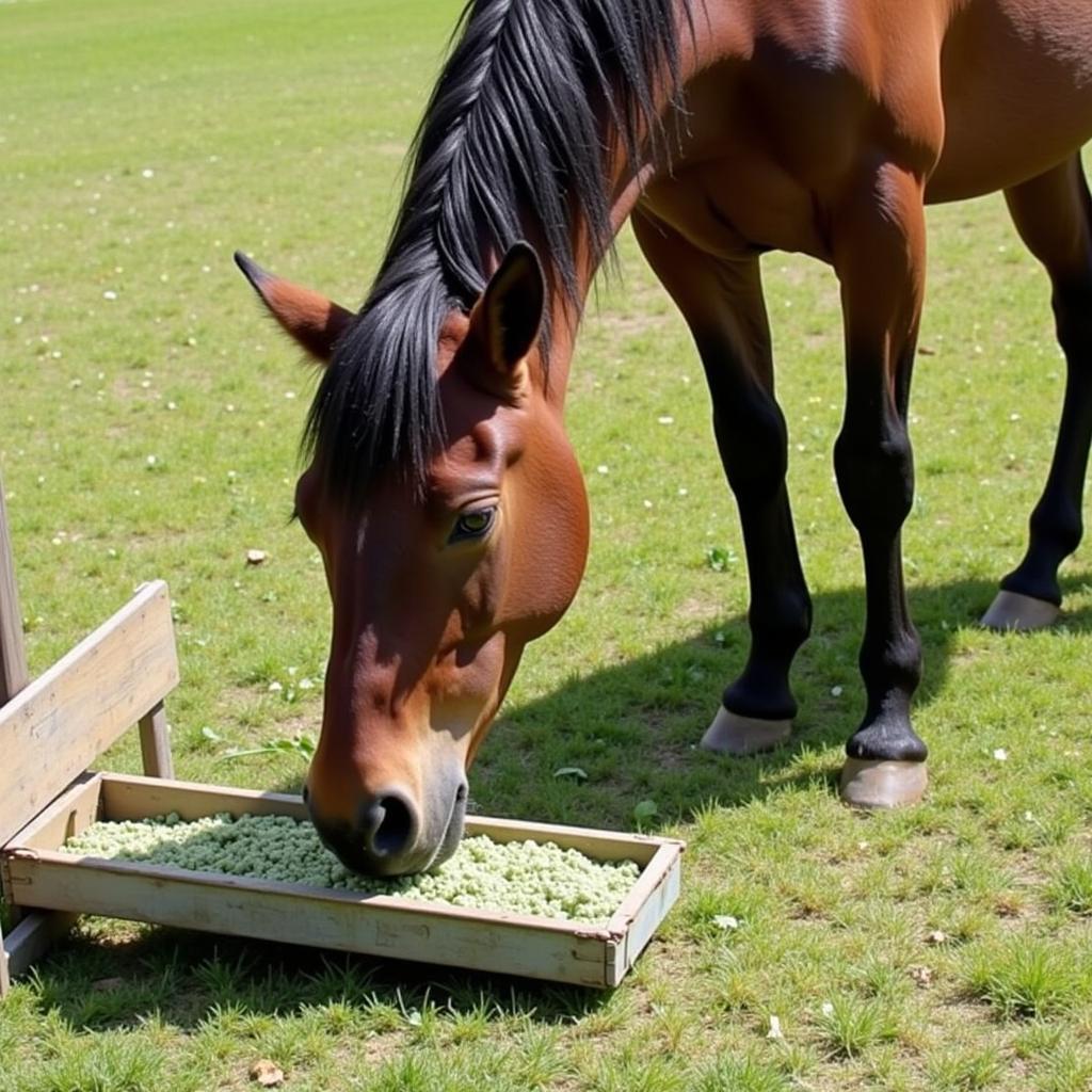 Horse Eating Chopped Alfalfa