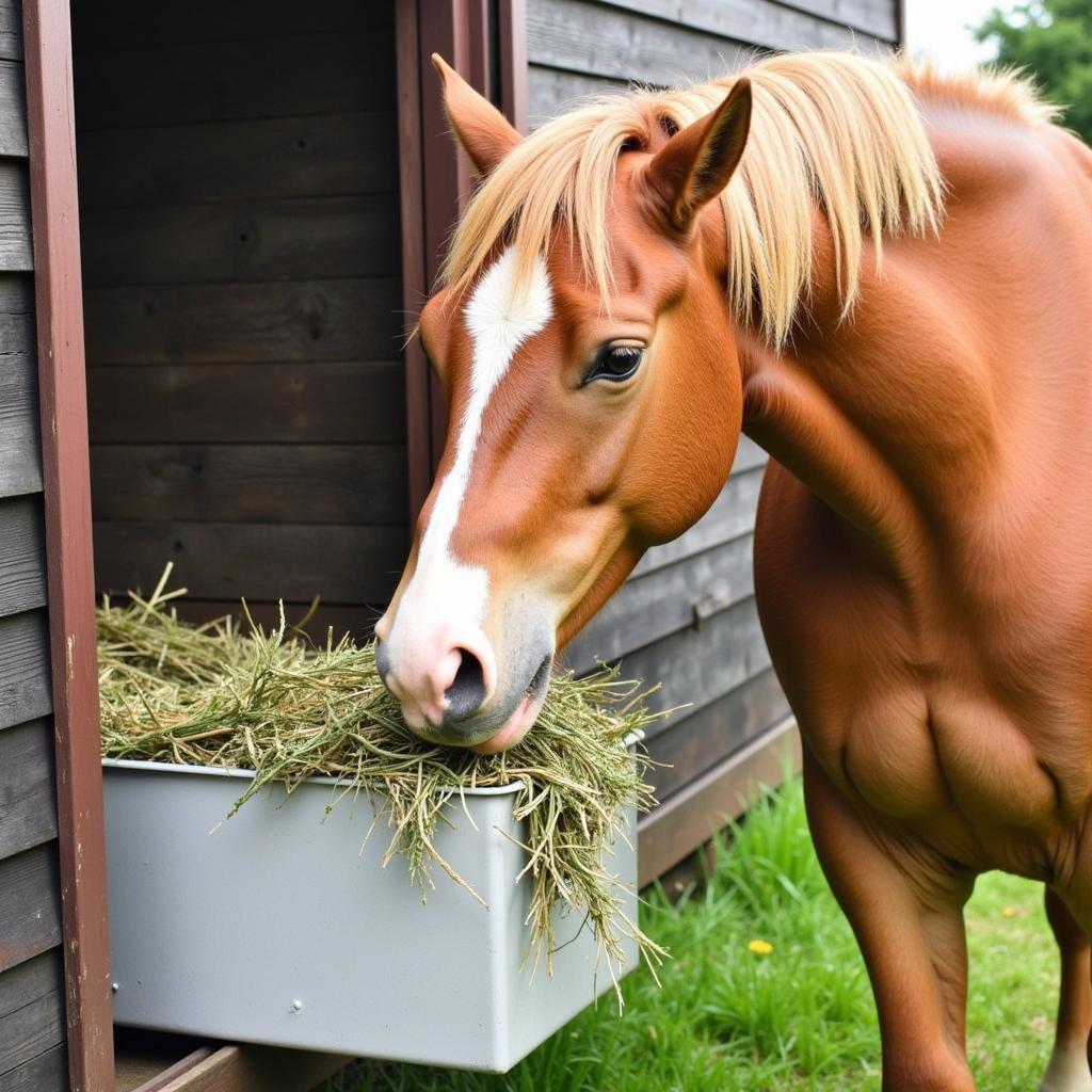 Horse Using a Slow Feeder