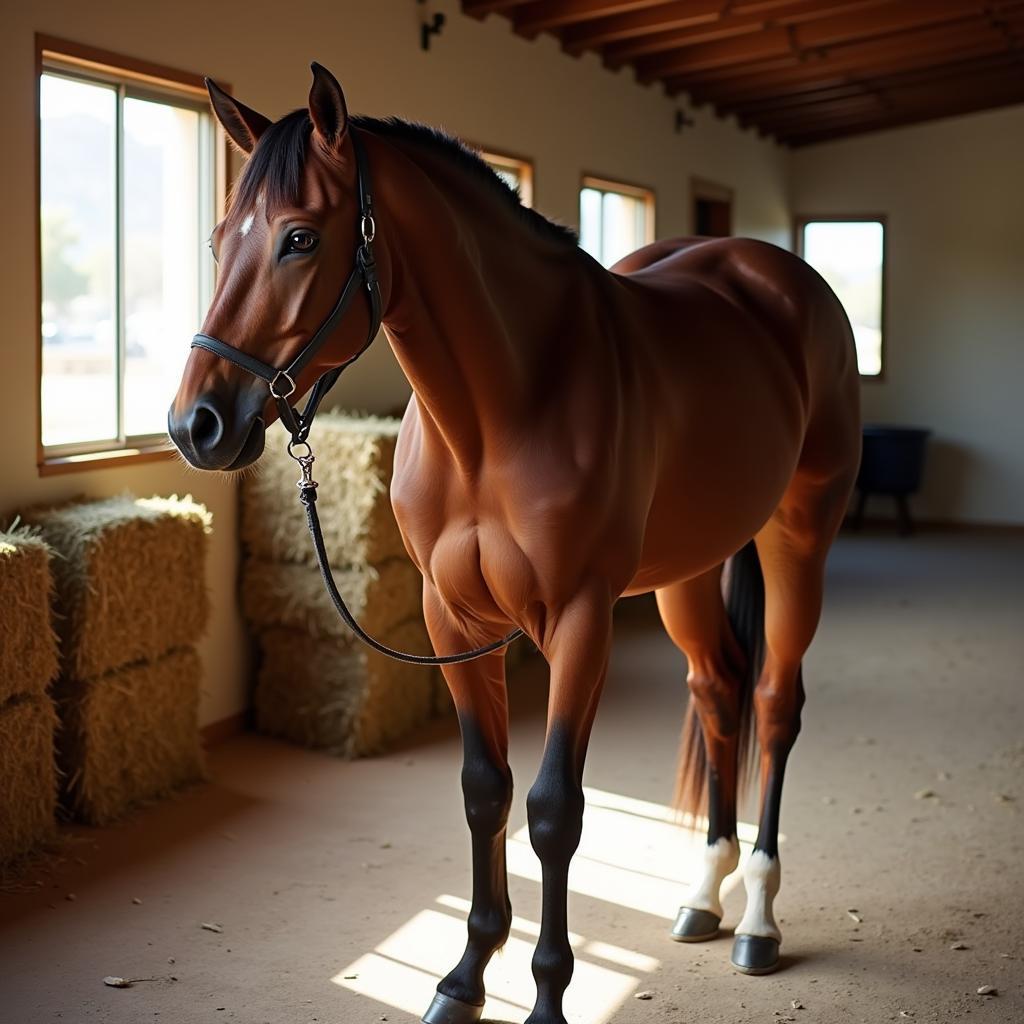 A beautiful chestnut horse for sale in a Phoenix stable.