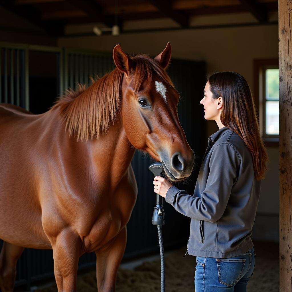 Grooming a Horse with a Furminator