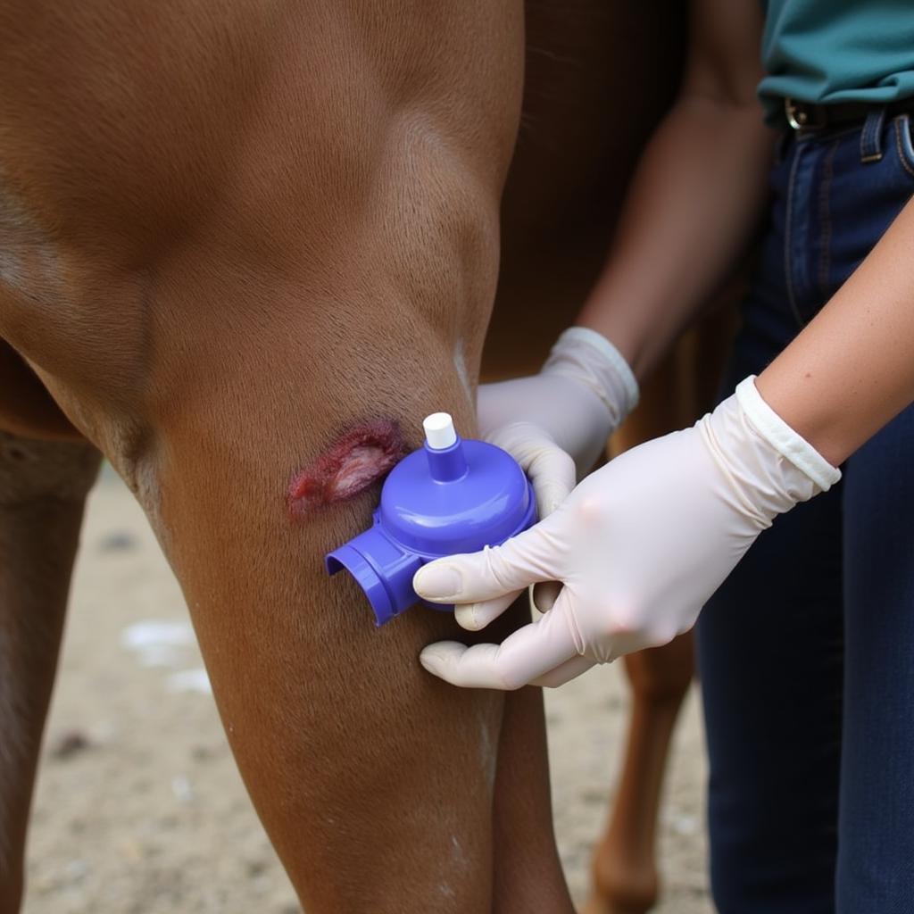 Cleaning a Horse Leg Wound