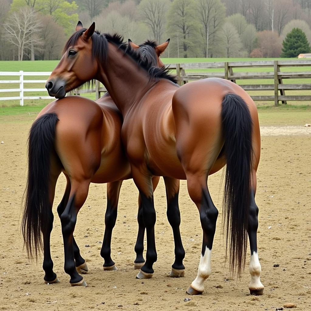 Horses Engaging in Mutual Grooming