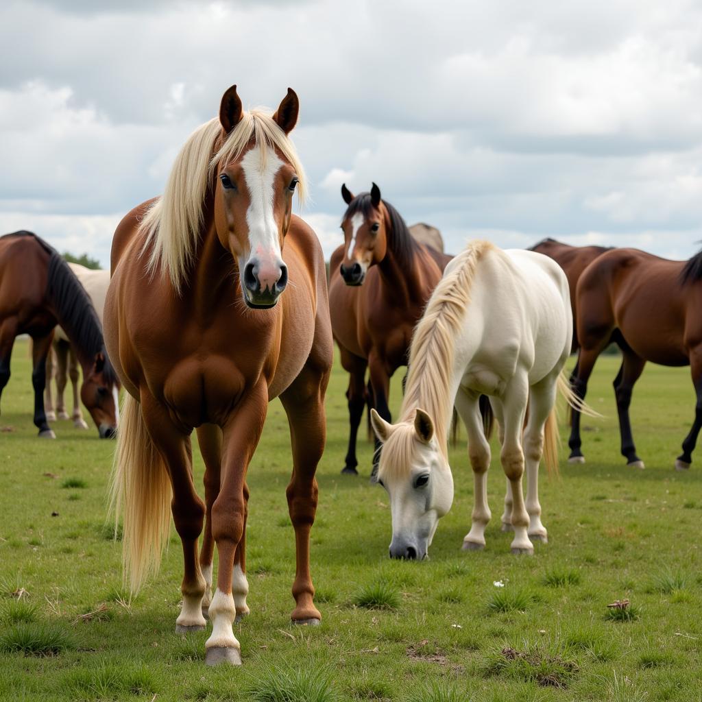 Horse Exhibiting Natural Behavior in a Field