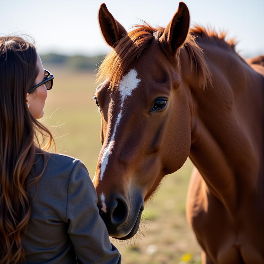 Horse Nuzzling Owner