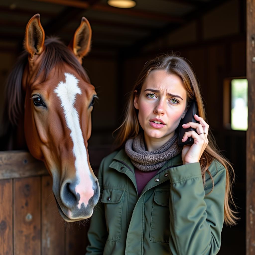 Horse Owner Calling Emergency Vet