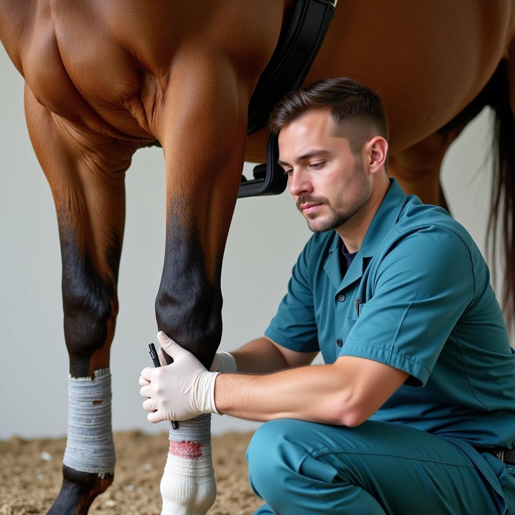 Horse Receiving Veterinary Care for Staph Infection