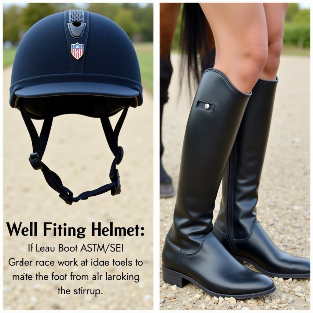 Essential horse riding safety gear: helmet and boots