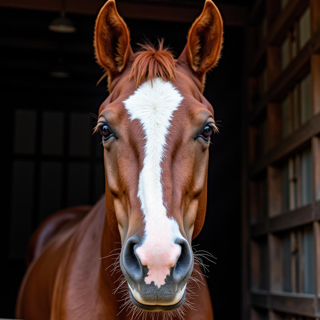 Horse Showing Signs of Discomfort and Stress