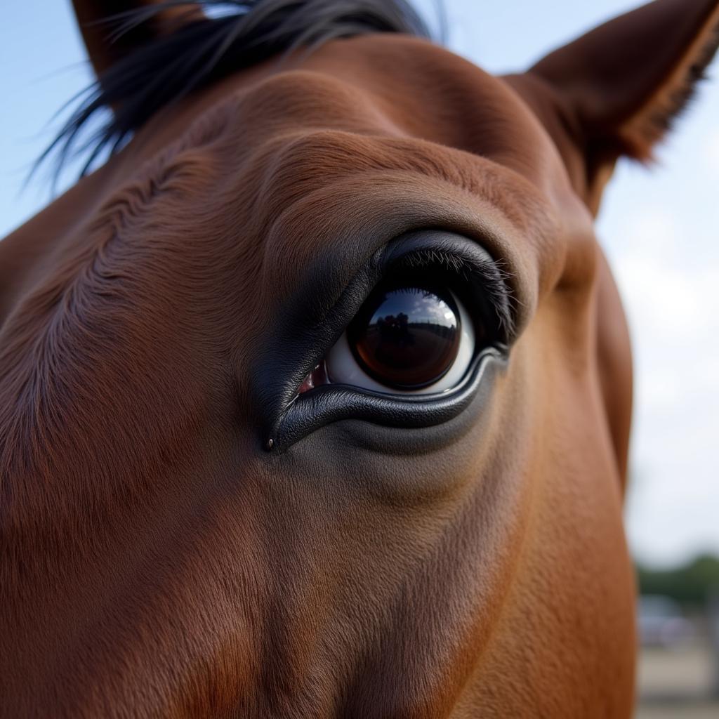 Horse showing signs of distress and fear