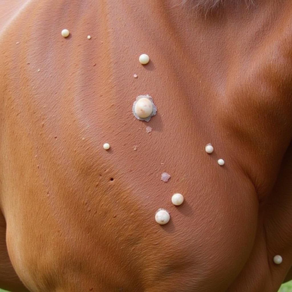 Horse Skin Showing Allergic Reaction with Protein Bumps