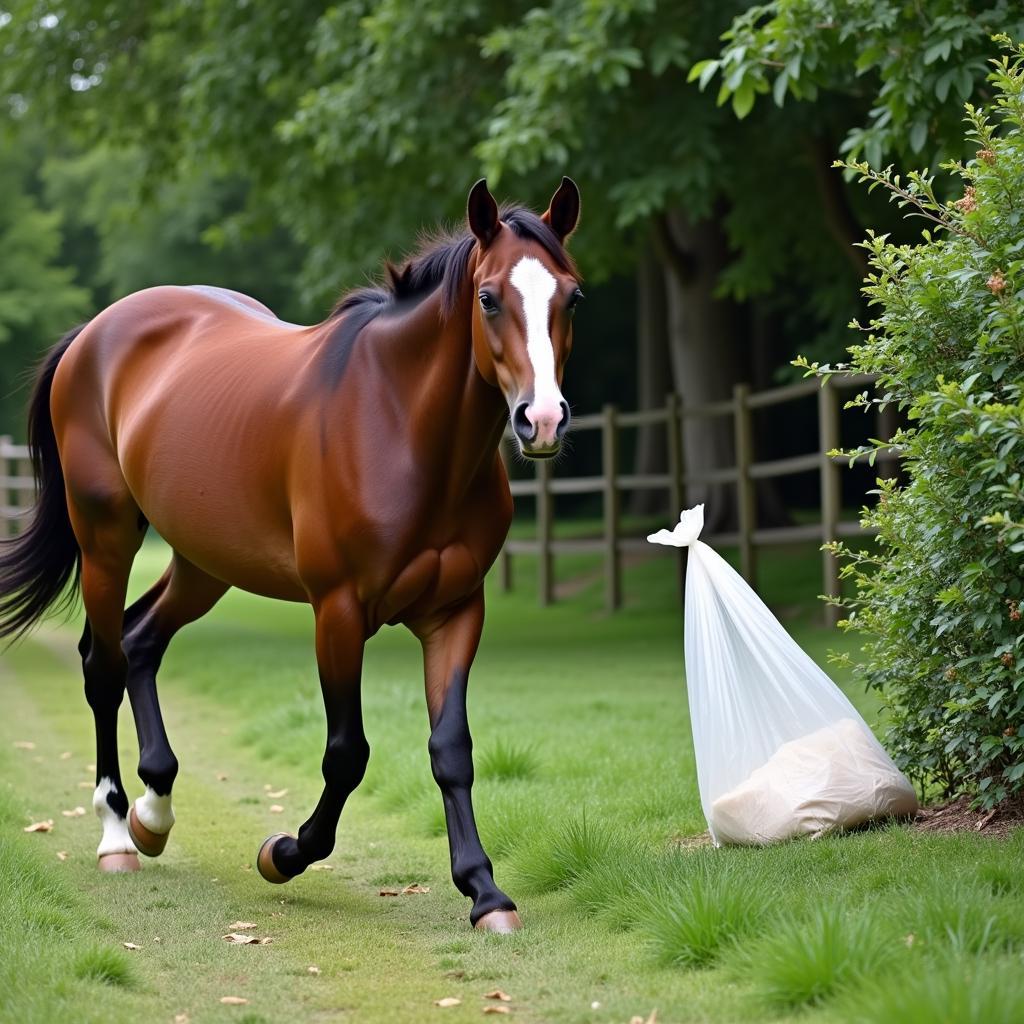 Horse Spooking at Plastic Bag