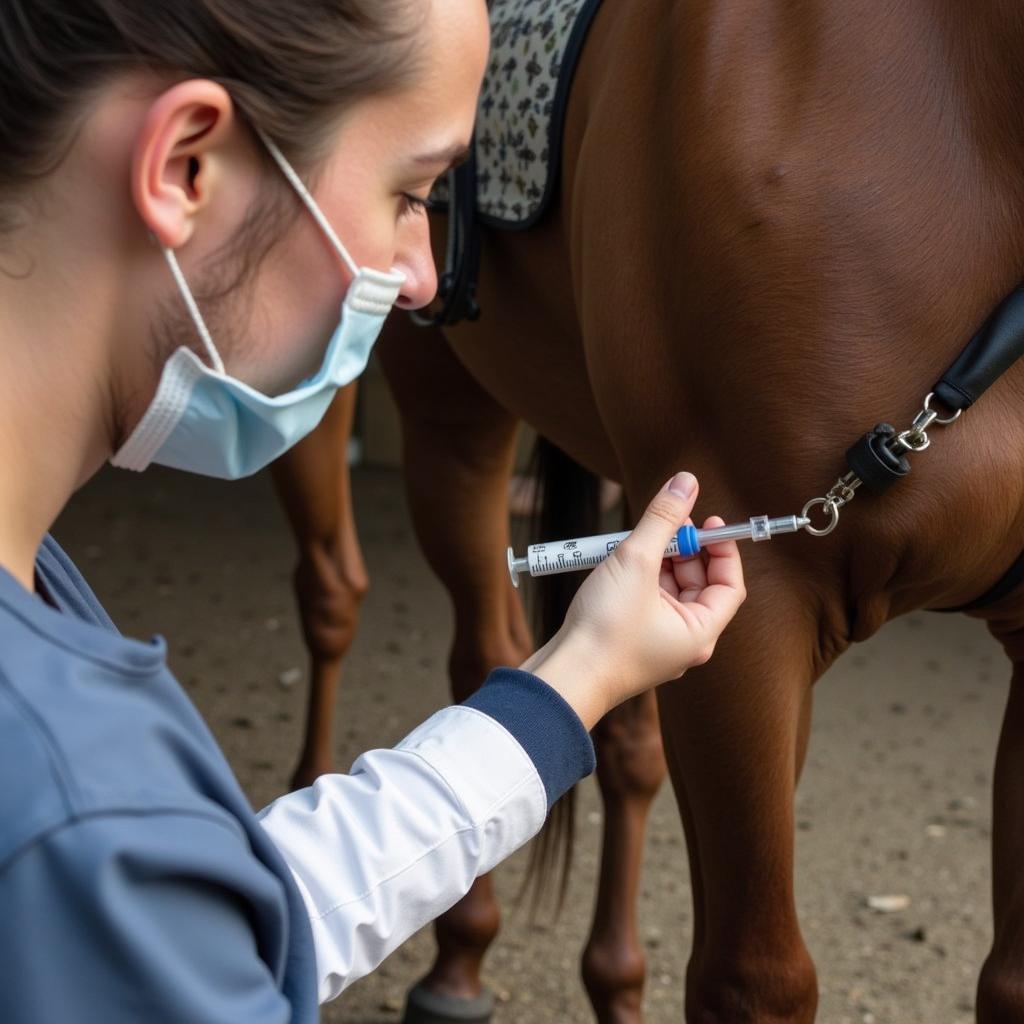 Horse Receiving Stifle Treatment