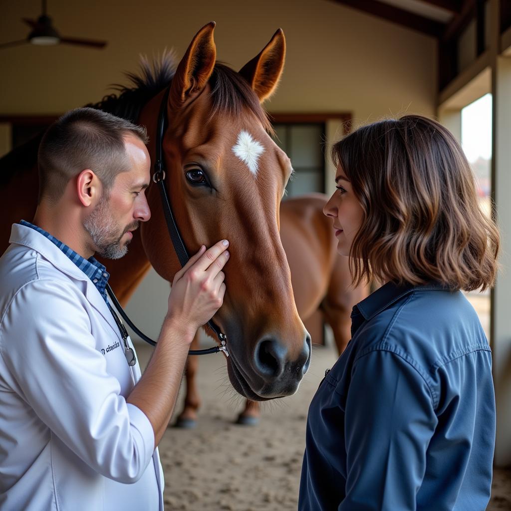 Veterinarian checking a horse in Chicago