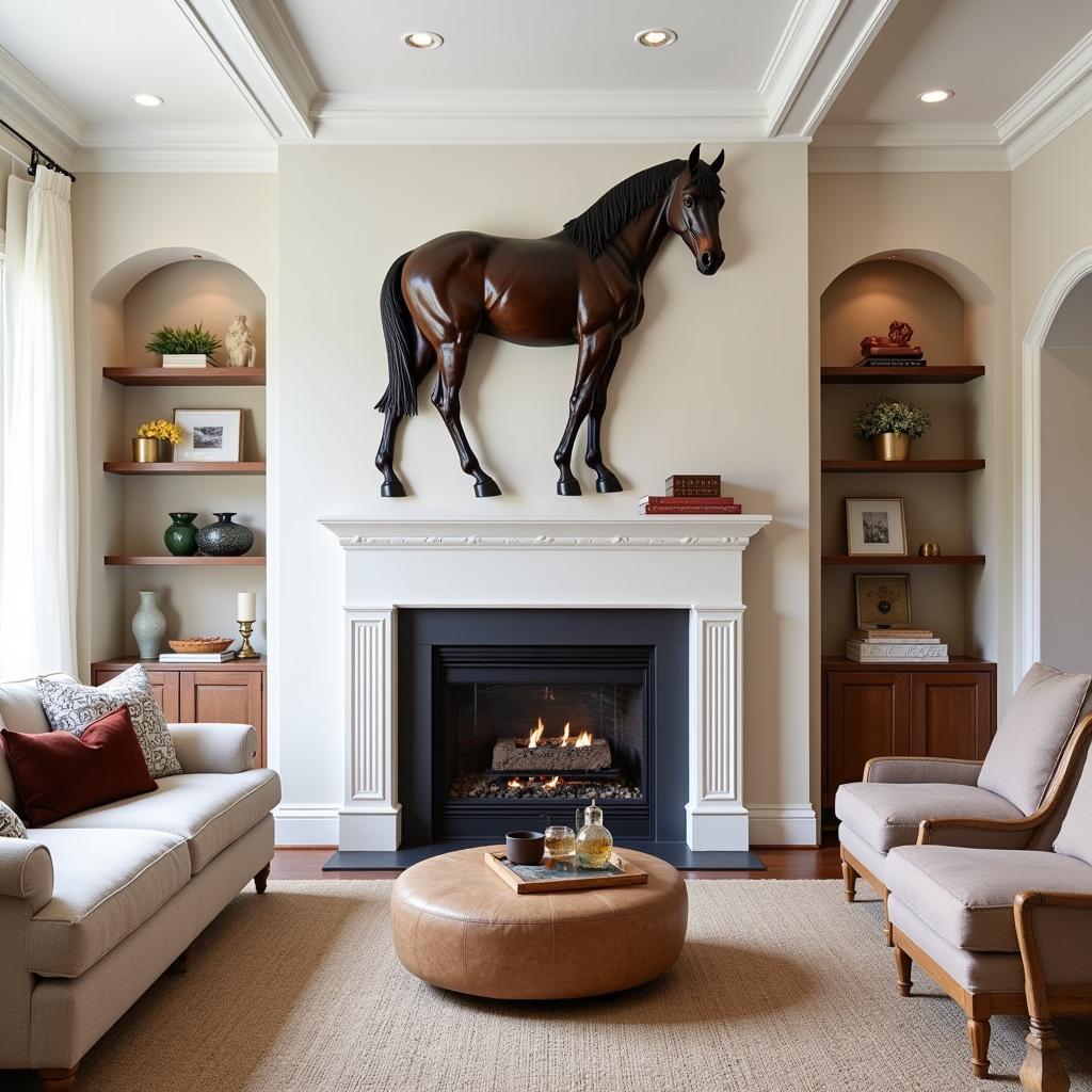 Horse Wall Sculpture in a Living Room