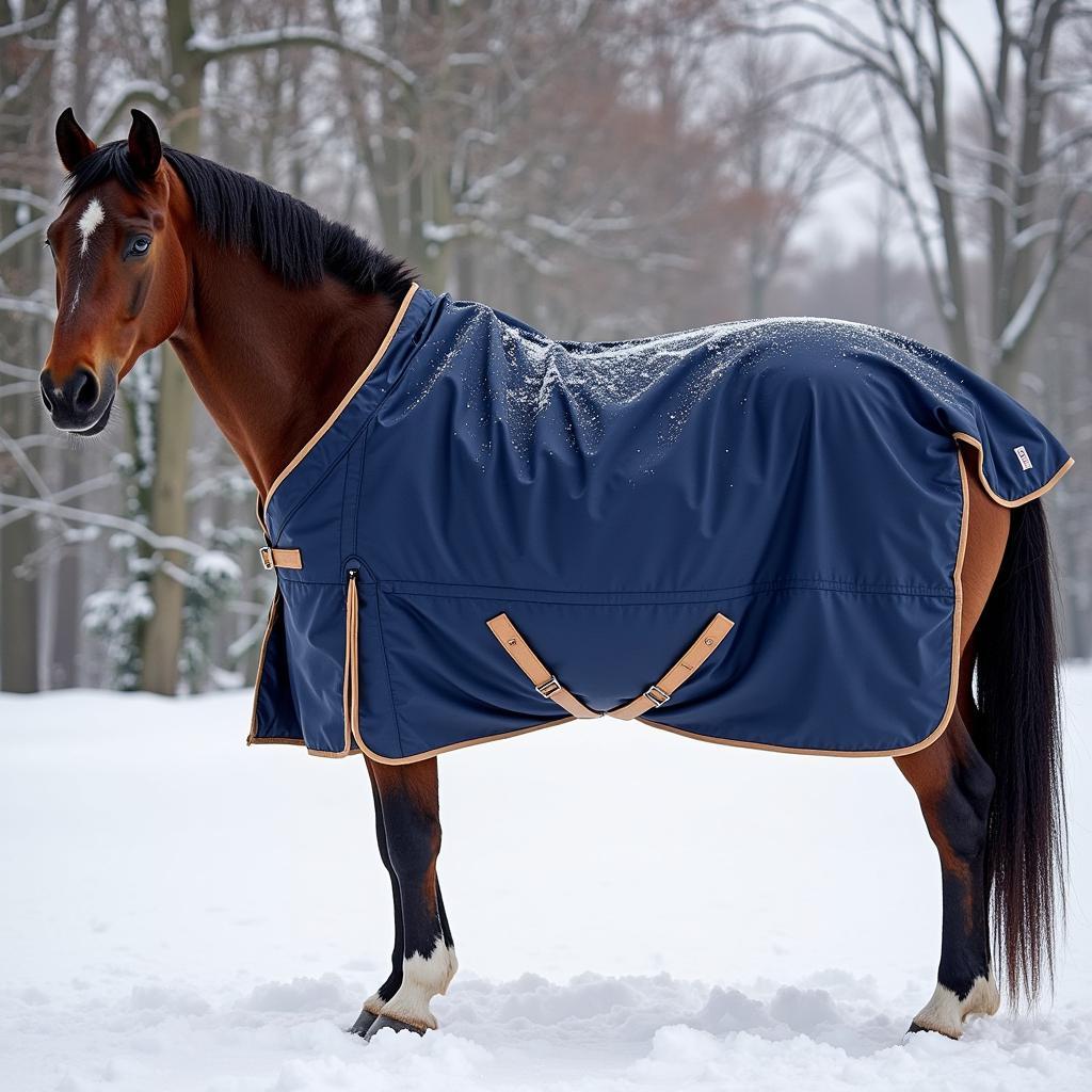 Horse Wearing a Winter Blanket